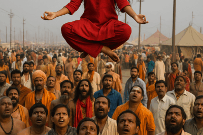 During Maha Kumbh, a girl suddenly started flying in the air, everyone started sweating after seeing the scene.! Maha Kumbh Miracle/hi