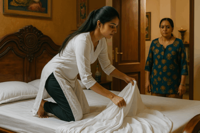 “After her new daughter-in-law, married for just one week, kept changing the bedsheets, the mother-in-law grew curious and pretended to check the room, then burst into tears when she saw that her son’s sleeping spot was full of…