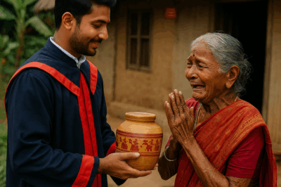 The Orphan Boy Lent 5,000 Rupees by an Old Woman for University Admission, 5 Years Later He Returned to the Village with Something That Made Her Burst into Tears