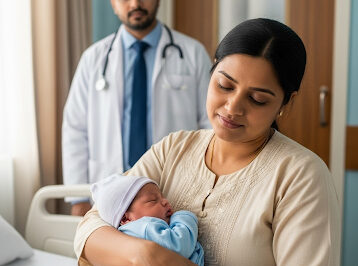 संकुचनों ने मुझे थका दिया था, दर्द से कराह रही थी और मैं डरी हुई थी। मैंने अपने पति का हाथ कसकर पकड़ रखा था, लेकिन मेरी आँखें पसीने और आँसुओं से धुंधली हो गई थीं। जैसे ही नर्स स्ट्रेचर को प्रसव कक्ष में ले जा रही थी, मुझे दालान में एक जानी-पहचानी सी आकृति दिखाई दी।/hi