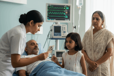 मेरे पति नई दिल्ली के एक अस्पताल में भर्ती थे। मेरी बेटी ने मुझे घसीटकर कोठरी में छिपा दिया। एक अनजान नर्स अंदर आई, मेरे पति को गले लगाया और उस लड़की से कहा, “मैं तुम्हारी माँ हूँ।” लेकिन उसी समय पुलिस आ गई।/hi