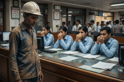 एक निर्माण मजदूर 500 रुपये निकालने के लिए बैंक में गया – सभी ने झुंझलाहट में अपनी नाक ढक ली, और सच्चाई सामने आने पर पूरे लेन-देन कक्ष में सन्नाटा छा गया।/hi