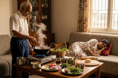 गलती से घर में लगे कैमरे पर मेरी नजर पड़ी, मैंने देखा कि मेरे पिता खाना बनाने में व्यस्त हैं, जबकि मेरी पत्नी सो रही थी, जब मैंने टेप रिवाइंड किया तो मैं बहुत डर गया।/hi