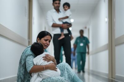 मैं अपने बुखार से पीड़ित बच्चे को अस्पताल के हॉलवे में पकड़े हुए थी और जब मैंने अपने पति को दूसरे बच्चे को इमरजेंसी रूम में ले जाते देखा तो मैं हैरान रह गई।/hi