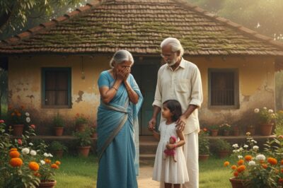 दादाजी अपनी 10 साल की पोती का हर दिन ख्याल रखते हैं, एक दिन पड़ोसी आता है और कुछ डरावना देखता है/hi