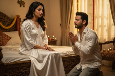 शादी की रात, पत्नी सोने से इनकार कर रही थी। पति को शक हुआ और उसने कम्बल उठा लिया। अचानक, वह डर गया और घुटनों के बल बैठकर उससे विनती करने लगा।/hi