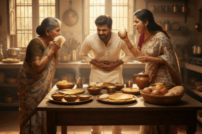 मेरी सास जानती थी कि मुझे सियोपाओ (स्टीम्ड बन) बहुत पसंद है, इसलिए उसने नाश्ते के लिए मेरे लिए एक खरीदा। लेकिन उस सुबह मेरा पेट ठीक नहीं लग रहा था, इसलिए मैंने उसे नहीं खाया। इसके बजाय मैंने दलिया खाया और सियोपाओ अपने पति को दे दिया।/th